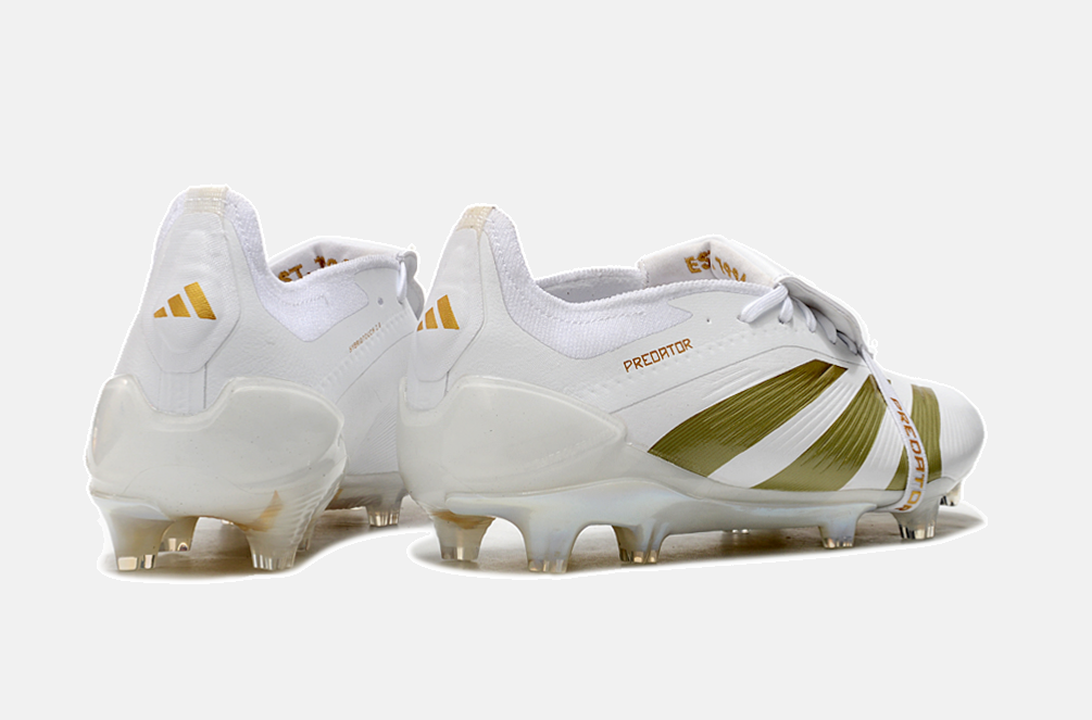 Chuteira Adidas Predator Elite Tongue FG - Branca e Dourada - detalhe