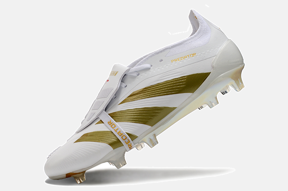 Chuteira Adidas Predator Elite Tongue FG - Branca e Dourada - imagem 5