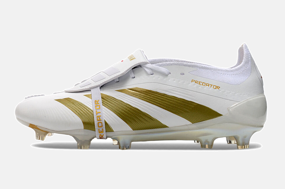 Chuteira Adidas Predator Elite Tongue FG - Branca e Dourada - imagem 7
