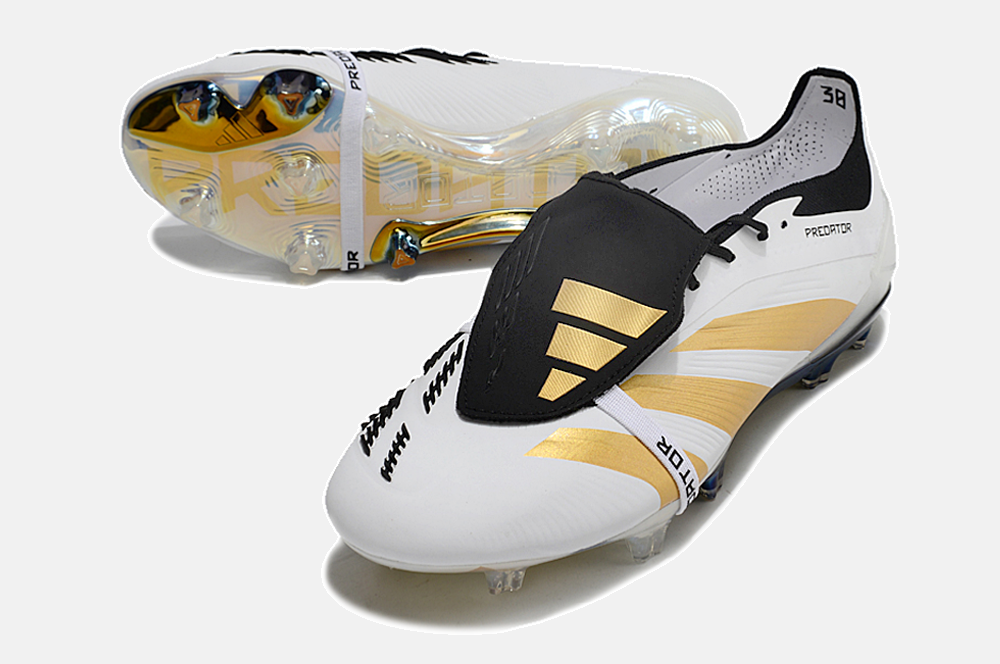 Chuteira Adidas Predator Elite Tongue FG - Branca e Dourada - imagem 7