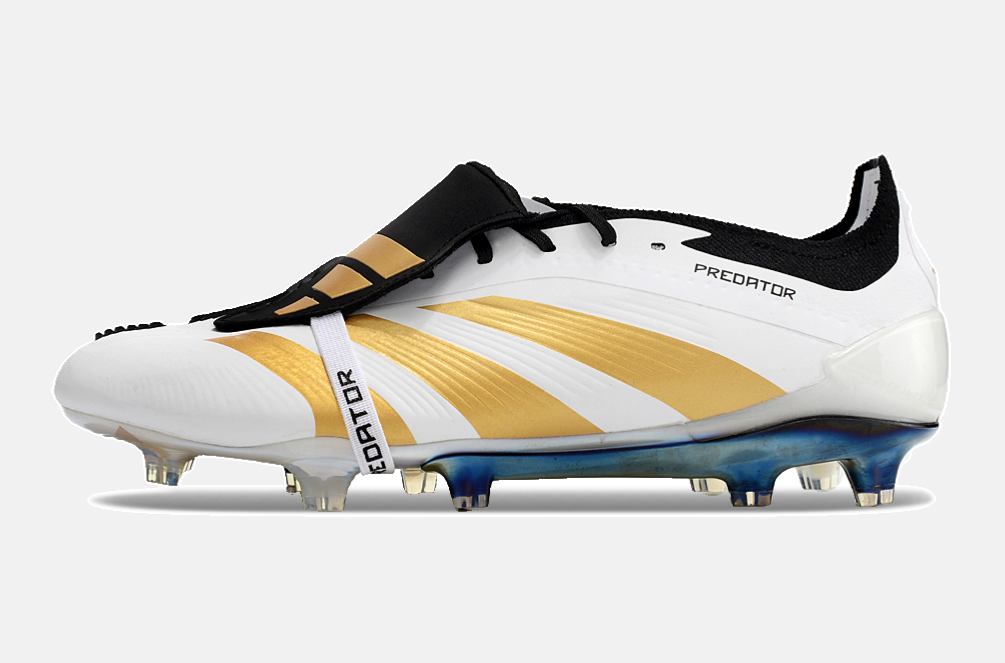 Chuteira Adidas Predator Elite Tongue FG - Branca e Dourada - detalhe