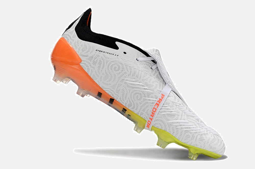 Chuteira Adidas Predator Elite Tongue FG - Branca e Laranja - vista traseira