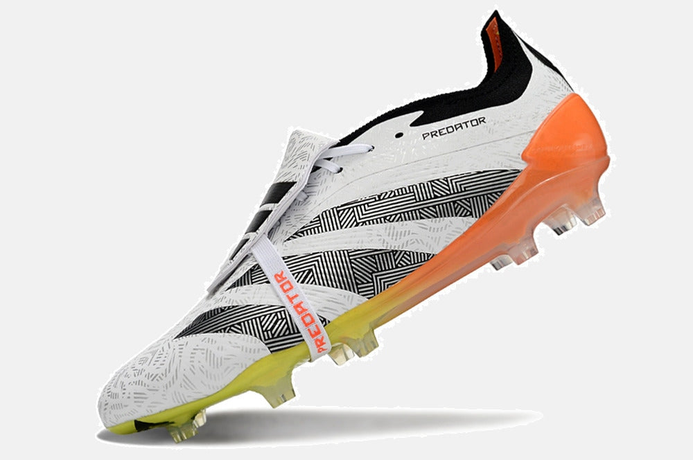 Chuteira Adidas Predator Elite Tongue FG - Branca e Laranja - imagem 5