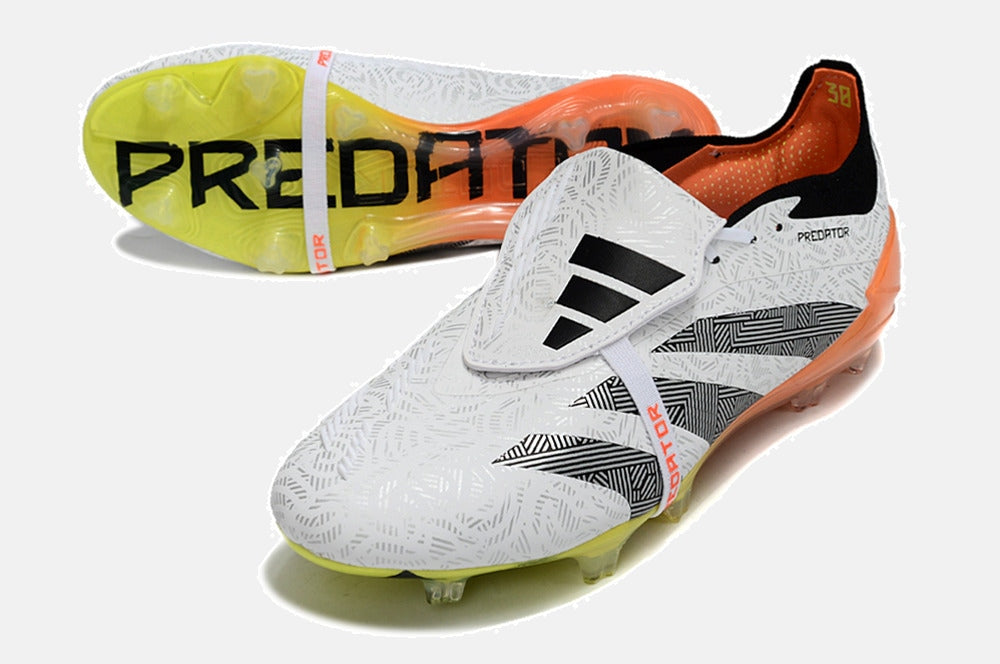Chuteira Adidas Predator Elite Tongue FG - Branca e Laranja - imagem 4