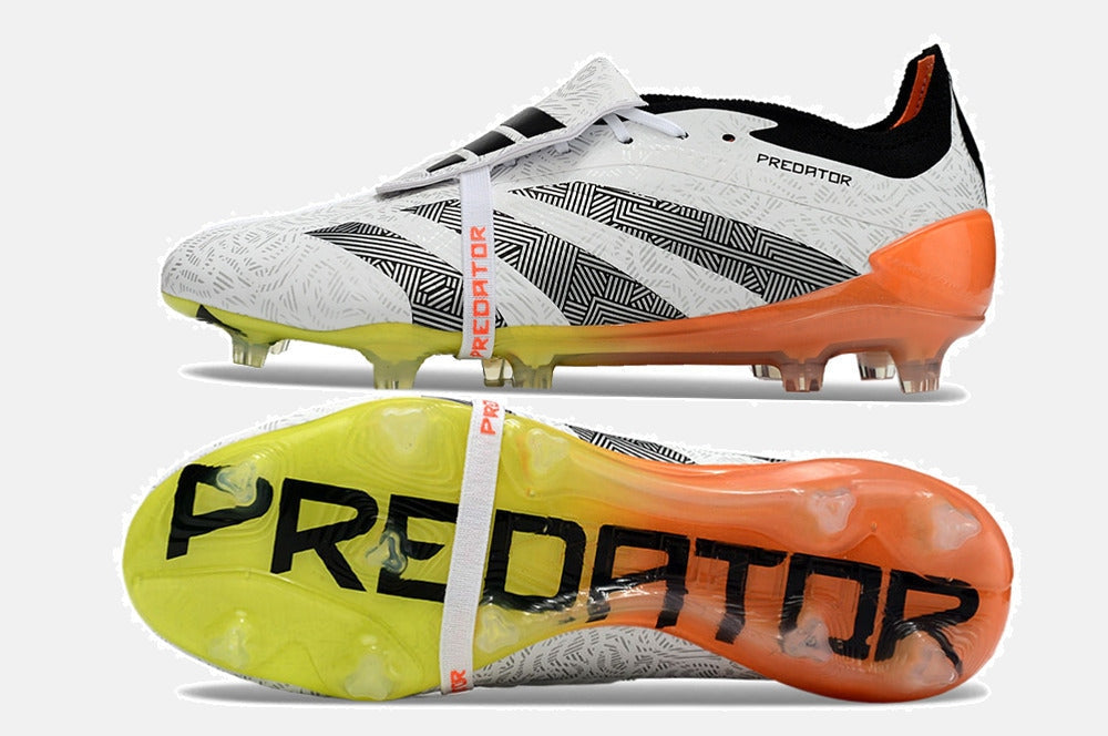 Chuteira Adidas Predator Elite Tongue FG - Branca e Laranja - imagem 6