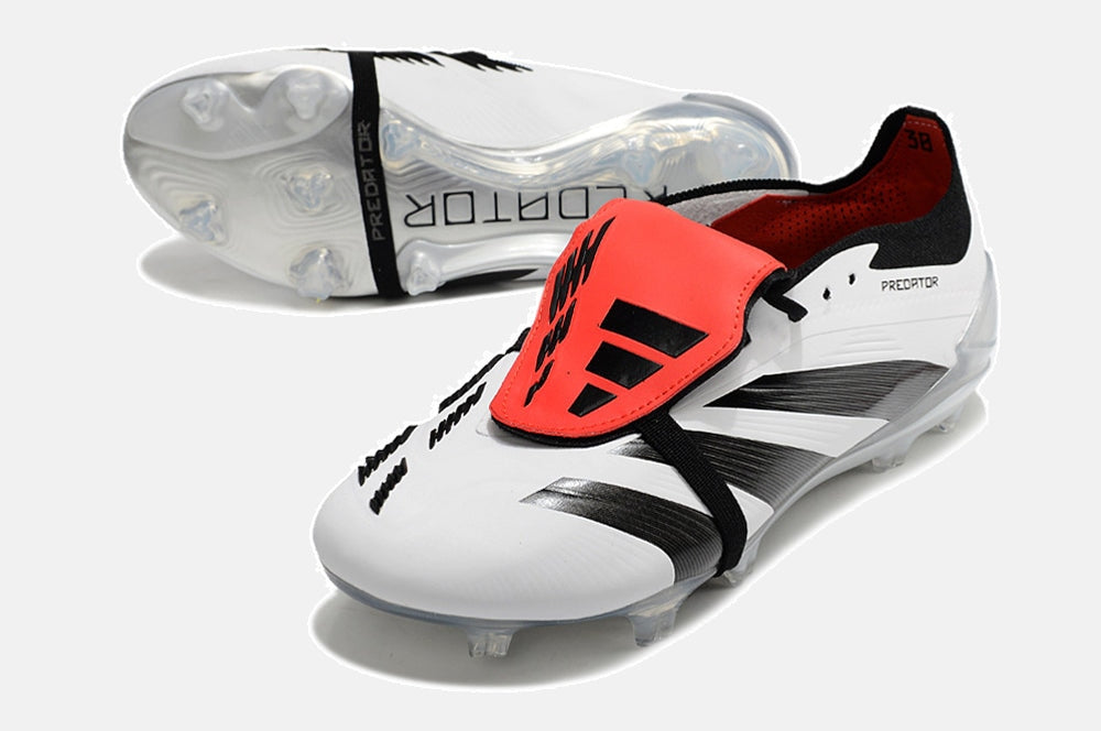 Chuteira Adidas Predator Elite Tongue FG - Branca e Preta - vista traseira