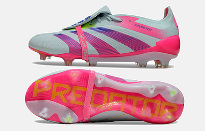 Chuteira Adidas Predator Elite Tongue FG - Branca e Rosa - vista traseira