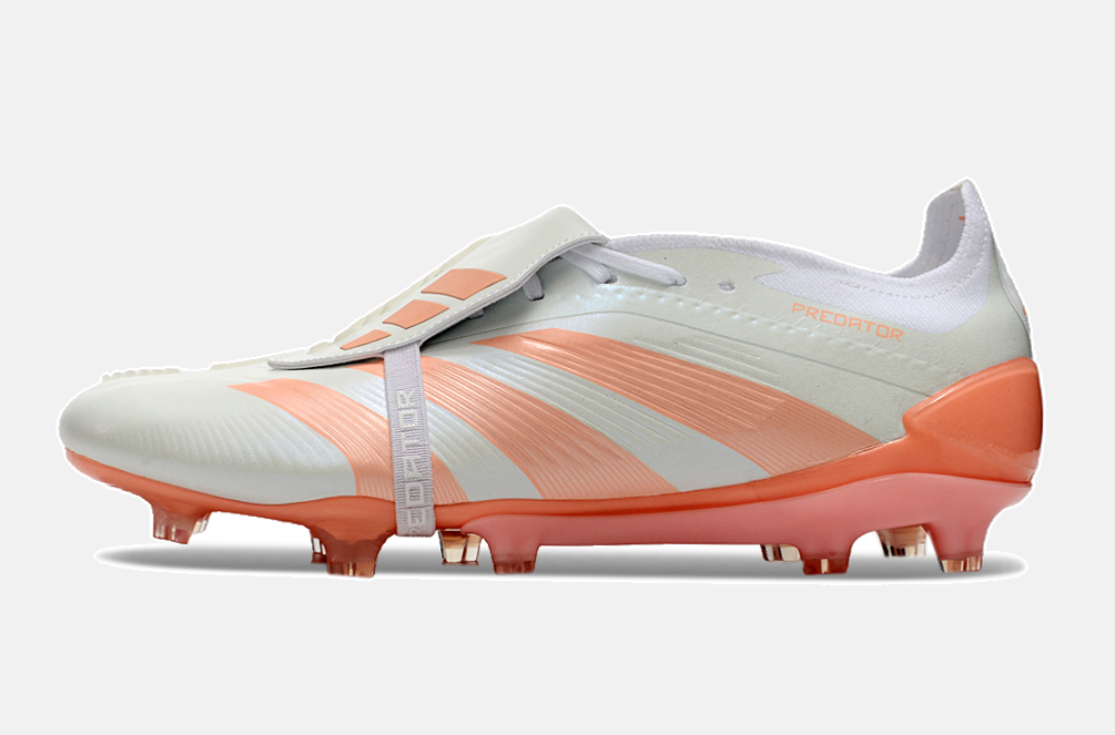 Chuteira Adidas Predator Elite Tongue FG - Branca e Salmão - detalhe