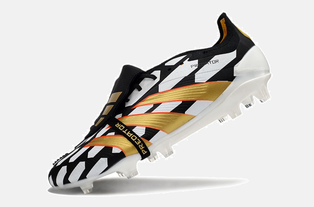 Chuteira Adidas Predator Elite Tongue FG - Branca, Preta e Dourada - imagem 6
