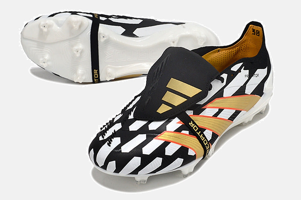 Chuteira Adidas Predator Elite Tongue FG - Branca, Preta e Dourada - imagem 4