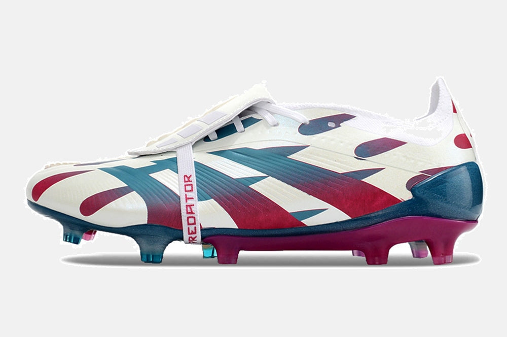 Chuteira Adidas Predator Elite Tongue FG - Branca, Rosa e Azul - imagem 7