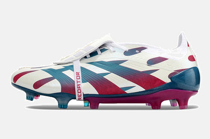 Chuteira Adidas Predator Elite Tongue FG - Branca, Rosa e Azul - imagem 7