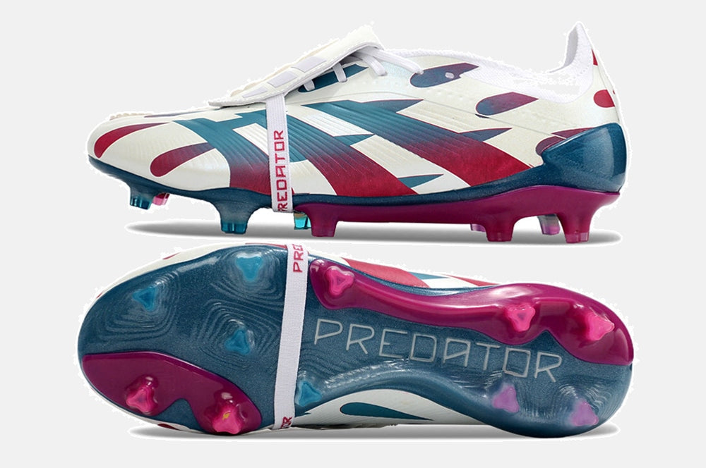 Chuteira Adidas Predator Elite Tongue FG - Branca, Rosa e Azul - imagem 4