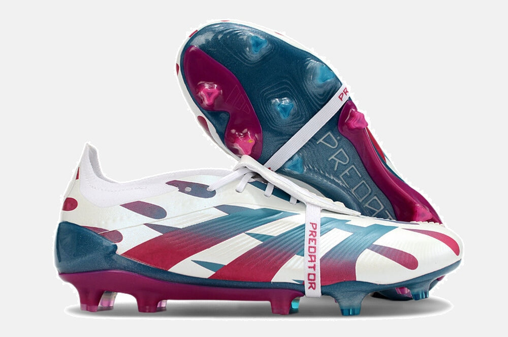 Chuteira Adidas Predator Elite Tongue FG - Branca, Rosa e Azul - imagem 8