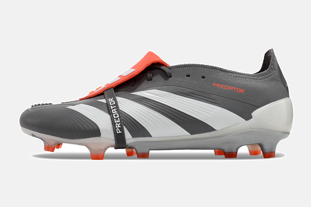 Chuteira Adidas Predator Elite Tongue FG - Cinza e Branca - vista traseira