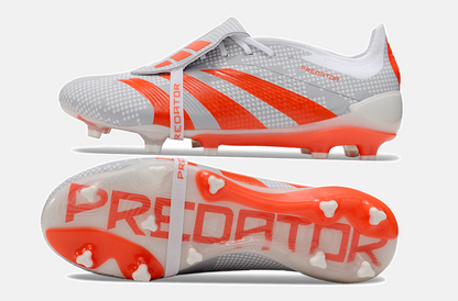 Chuteira Adidas Predator Elite Tongue FG - Cinza e Laranja - vista traseira