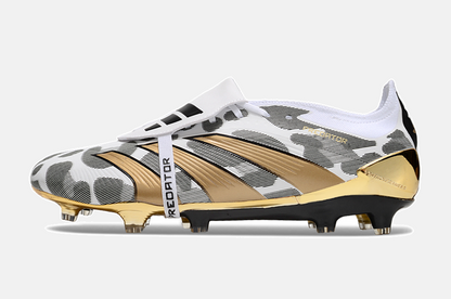 Chuteira Adidas Predator Elite Tongue FG - Dourada, Branca e Cinza - imagem 4