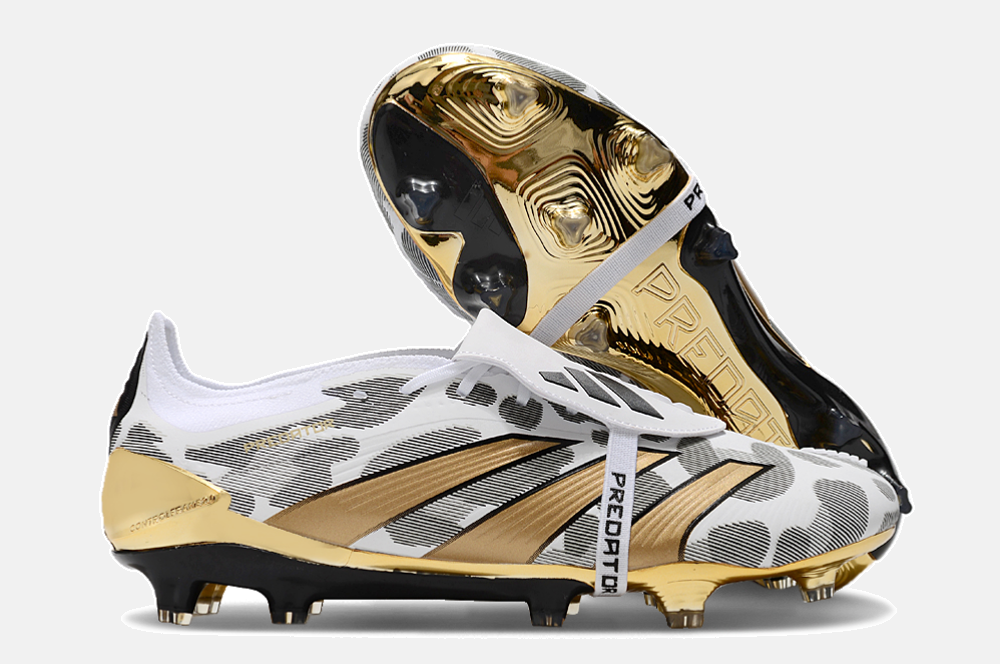 Chuteira Adidas Predator Elite Tongue FG - Dourada, Branca e Cinza - imagem 7