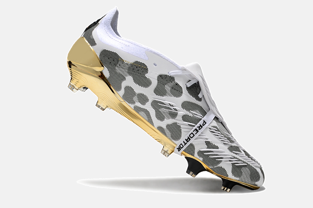 Chuteira Adidas Predator Elite Tongue FG - Dourada, Branca e Cinza - detalhe