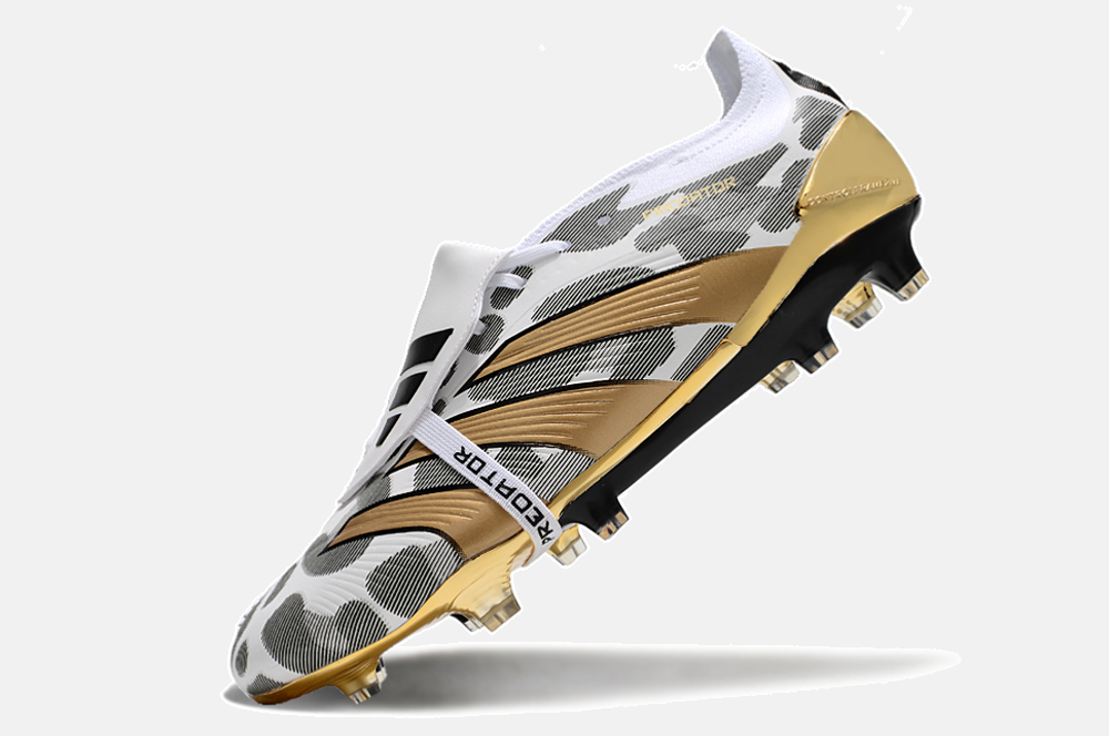 Chuteira Adidas Predator Elite Tongue FG - Dourada, Branca e Cinza - imagem 5