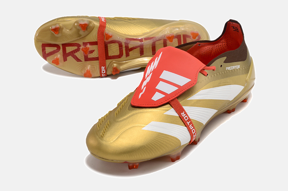 Chuteira Adidas Predator Elite Tongue FG - Dourada e Branca - imagem 5