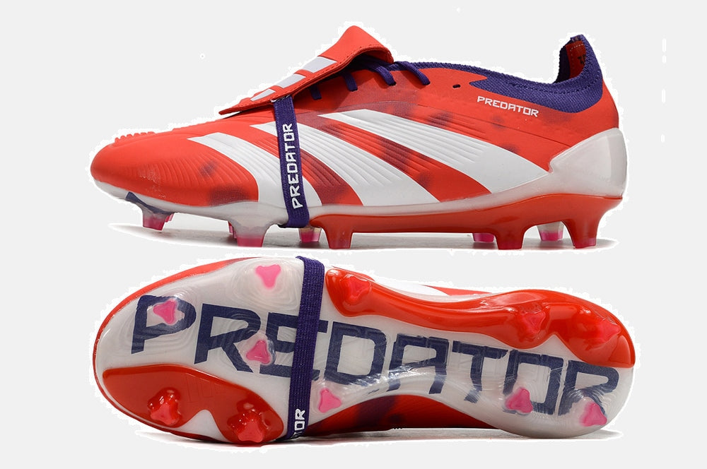 Chuteira Adidas Predator Elite Tongue FG - Laranja e Branca - vista traseira