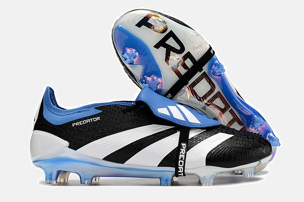 Chuteira Adidas Predator Elite Tongue FG - Preta, Branca e Azul - imagem 7