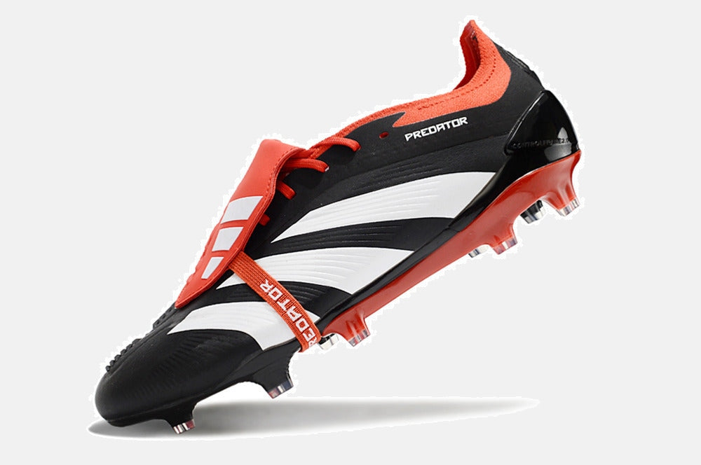 Chuteira Adidas Predator Elite Tongue FG - Preta, Branca e Laranja - vista traseira