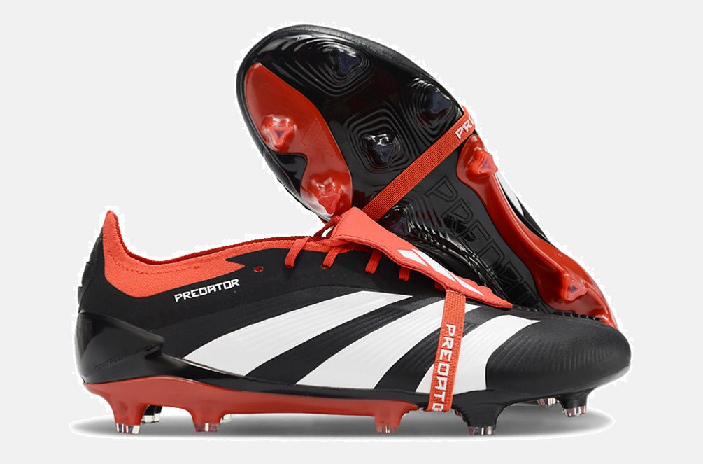 Chuteira Adidas Predator Elite Tongue FG - Preta, Branca e Laranja - imagem 8