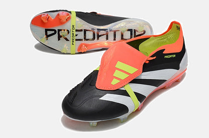 Chuteira Adidas Predator Elite Tongue FG - Preta, Branca e Laranja - vista traseira