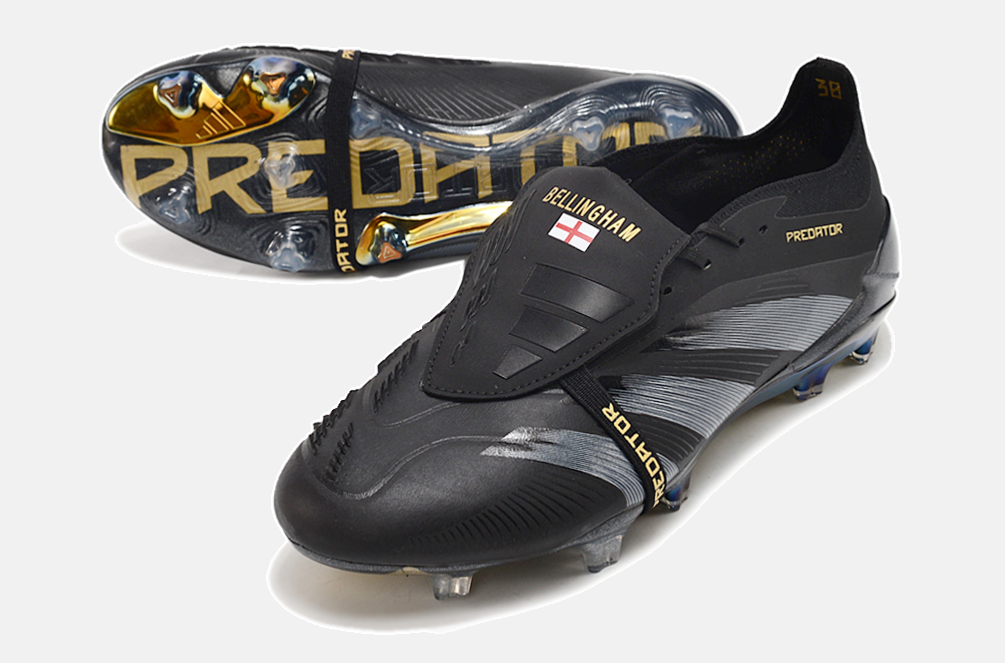 Chuteira Adidas Predator Elite Tongue FG - Preta e Azul - detalhe
