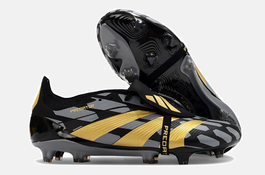Chuteira Adidas Predator Elite Tongue FG - Preta e Dourada - vista traseira