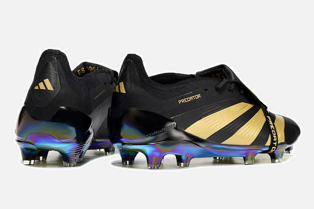 Chuteira Adidas Predator Elite Tongue FG - Preta e Dourada - vista traseira