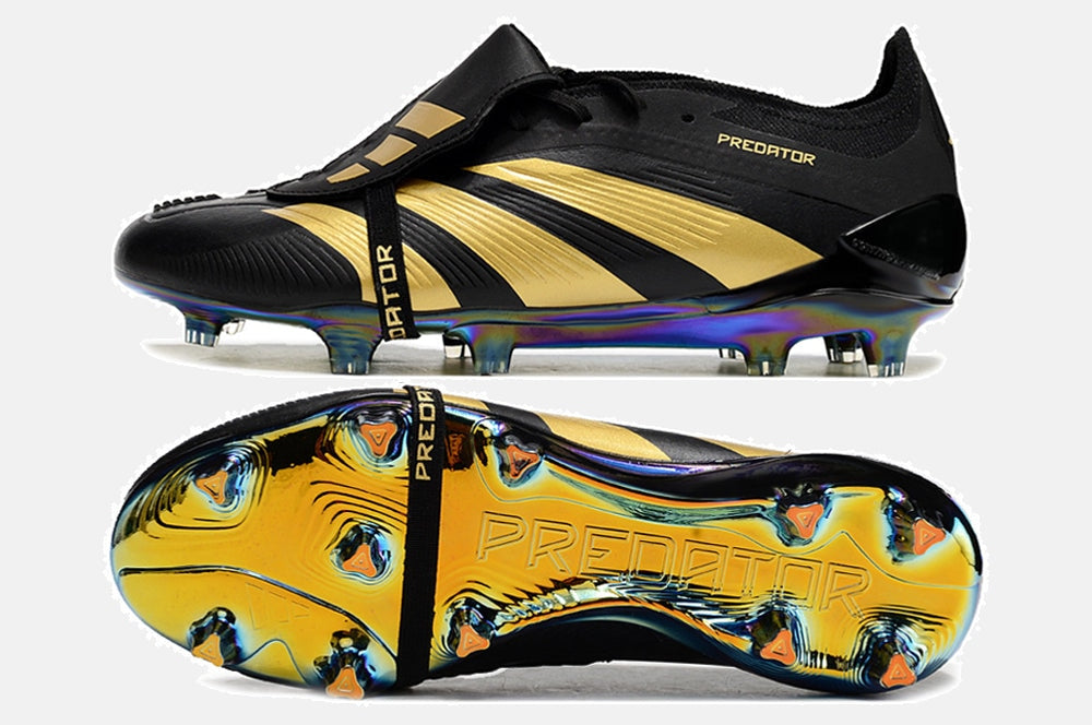 Chuteira Adidas Predator Elite Tongue FG - Preta e Dourada - detalhe