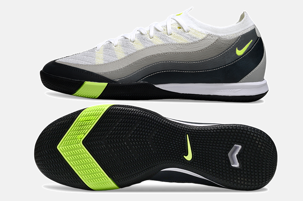 Chuteira Futsal Nike Mercurial Air Zoom Vapor 16 Air Max 95 IC - Branca, Cinza e Preta - vista traseira