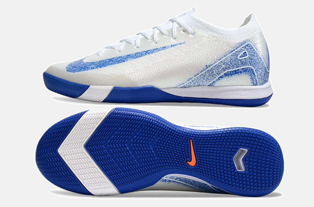 Chuteira Futsal Nike Mercurial Air Zoom Vapor 16 IC -  Branca e Azul - vista traseira