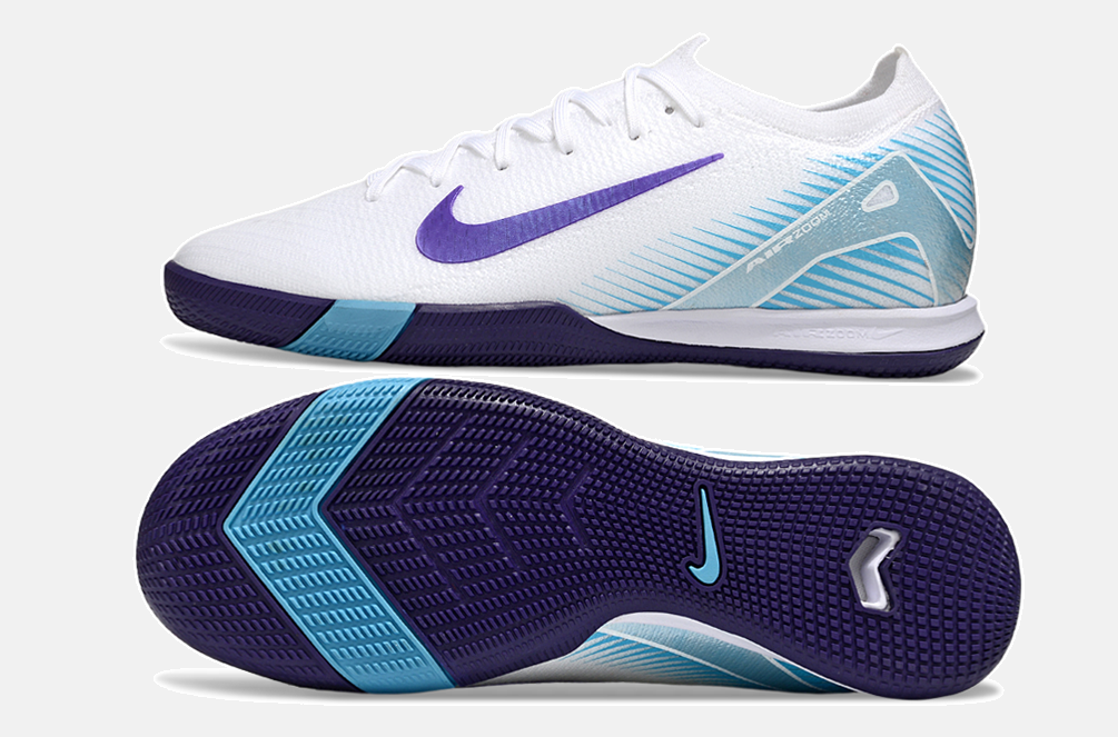 Chuteira Futsal Nike Mercurial Air Zoom Vapor 16 IC - Branca e Azul - vista traseira