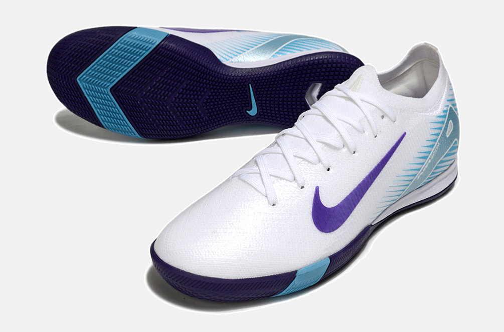 Chuteira Futsal Nike Mercurial Air Zoom Vapor 16 IC - Branca e Azul - detalhe