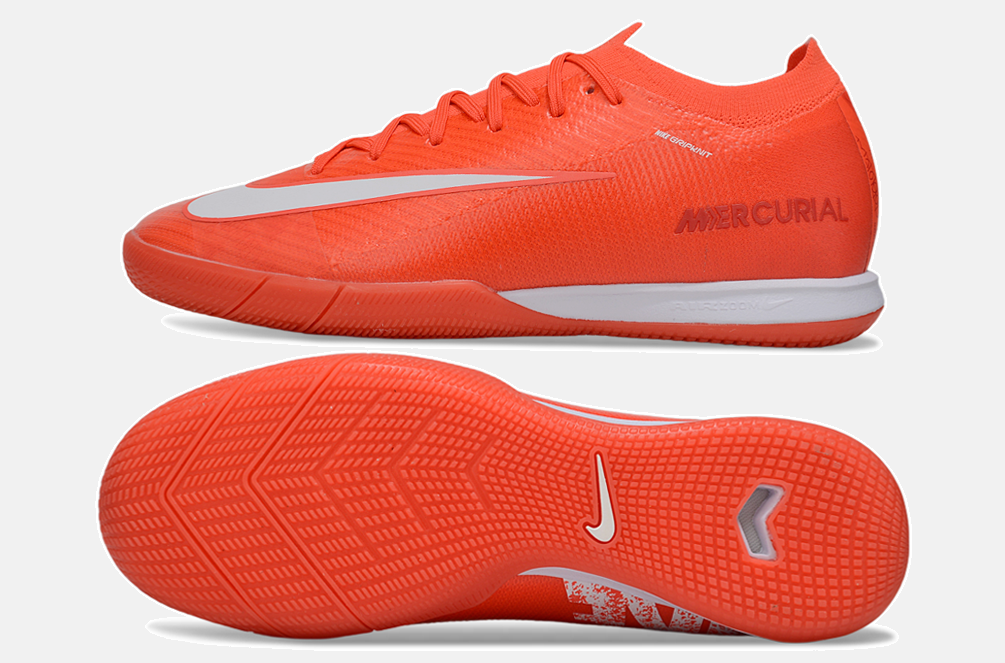 Chuteira Futsal Nike Mercurial Air Zoom Vapor 16 IC - Laranja e Branca - vista traseira
