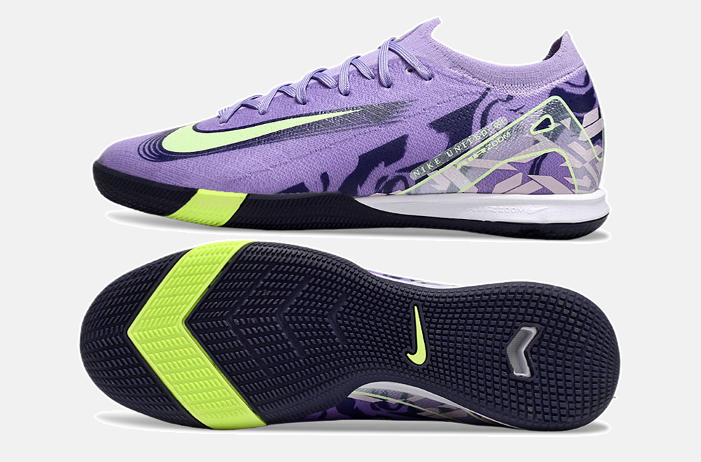 Chuteira Futsal Nike Mercurial Air Zoom Vapor 16 IC - Roxa e Verde - vista traseira