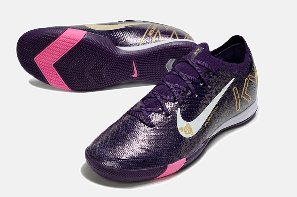 Chuteira Futsal Nike Mercurial Air Zoom Vapor 16 Kylian Mbappé IC - Roxa - detalhe