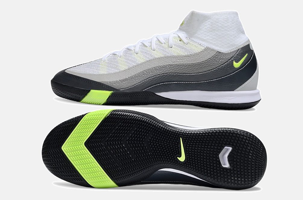 Chuteira Nike Air Zoom Mercurial Superfly 10 Elite Air Max 95  IC - Branca, Cinza e Preta - vista traseira
