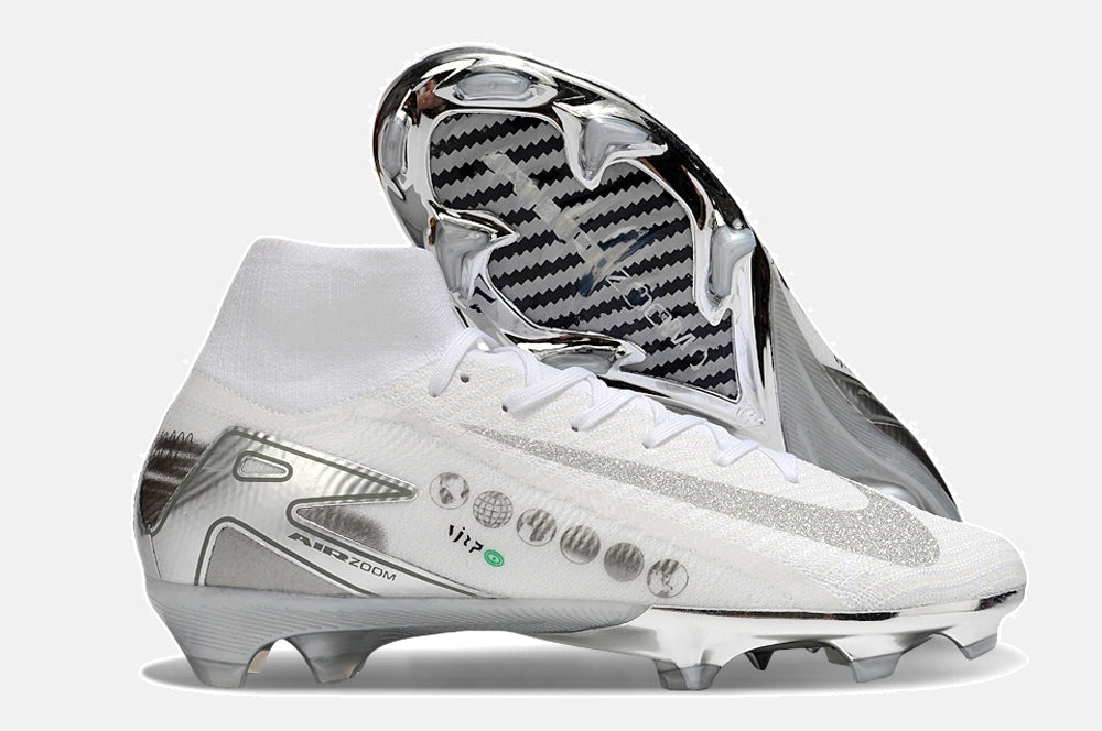 Chuteira Nike Air Zoom Mercurial Superfly 10 Edição Especial Elite FG - Branca e Prata - imagem 8