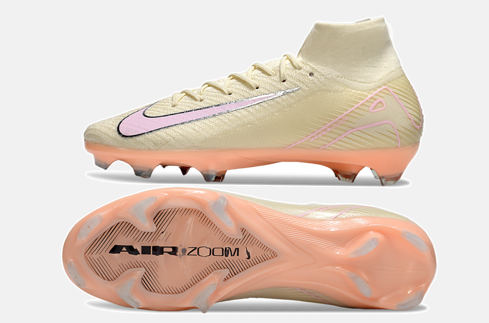Chuteira Nike Air Zoom Mercurial Superfly 10 Edição Especial Elite FG - Branca e Salmão - vista traseira