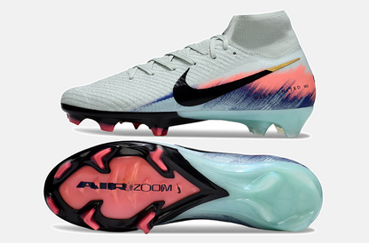 Chuteira Nike Air Zoom Mercurial Superfly 10 Elite FG - Branca, Rosa e Azul - vista traseira