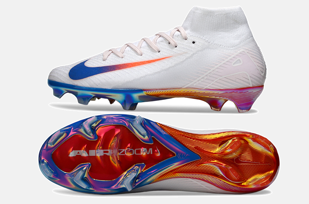 Chuteira Nike Air Zoom Mercurial Superfly 10 Elite FG - Branca, Vermelha e Azul - Tevo Sports SPORT*