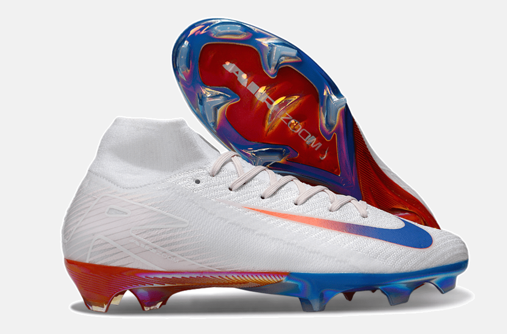 Chuteira Nike Air Zoom Mercurial Superfly 10 Elite FG - Branca, Vermelha e Azul - Tevo Sports SPORT*