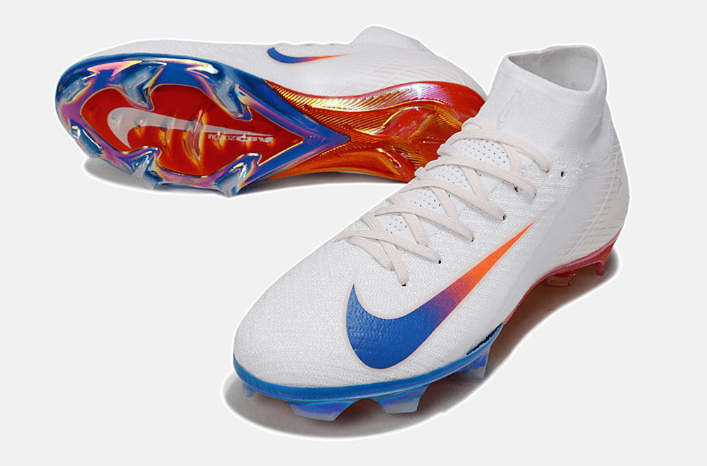 Chuteira Nike Air Zoom Mercurial Superfly 10 Elite FG - Branca, Vermelha e Azul - Tevo Sports SPORT*