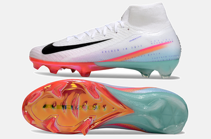 Chuteira Nike Air Zoom Mercurial Superfly 10 Sam Kerr Elite FG - Branca, Rosa e Azul - vista traseira