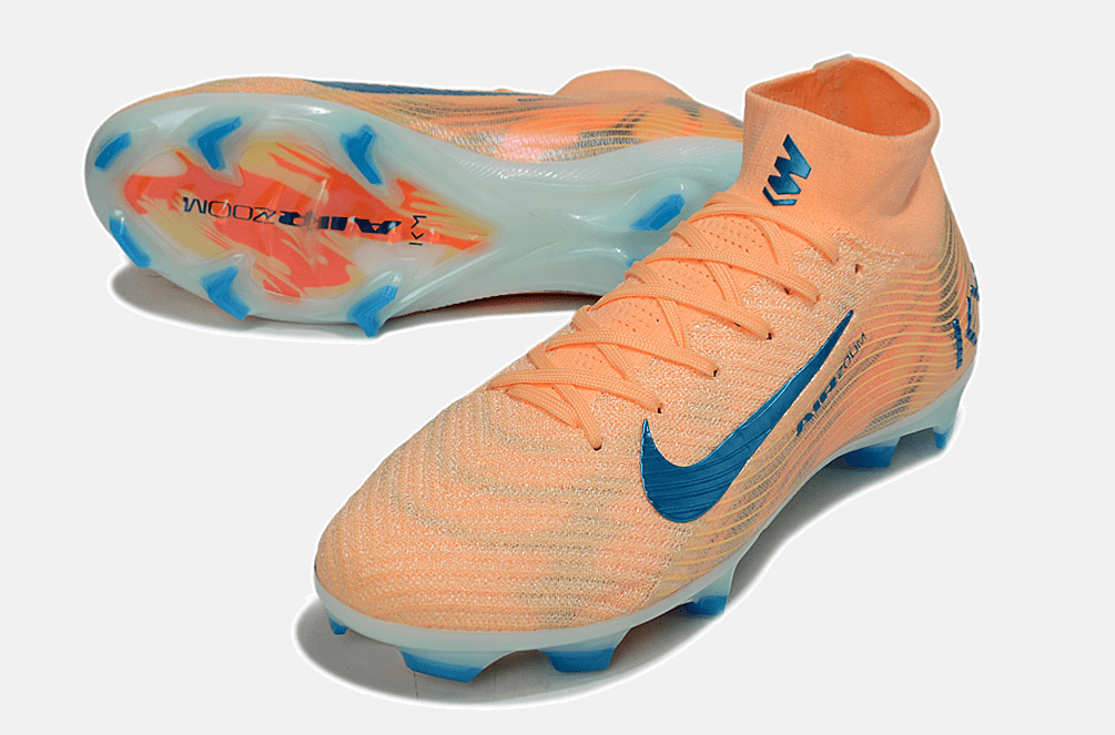 Chuteira Nike Air Zoom Mercurial Superfly 10 Elite FG - Laranja, Azul e Branca - Tevo Sports SPORT*